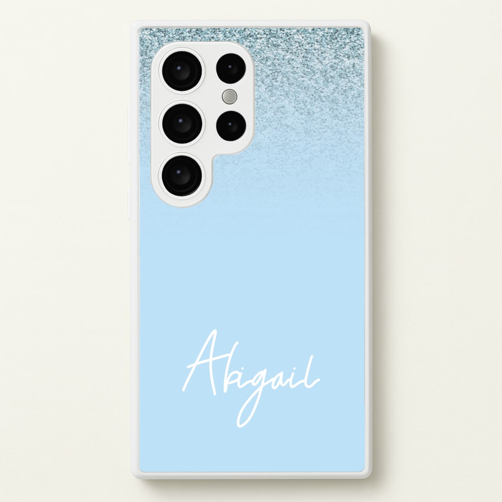 Blue Glitter Personalised Name - Personalised Phone Case for Galaxy S24 Ultra