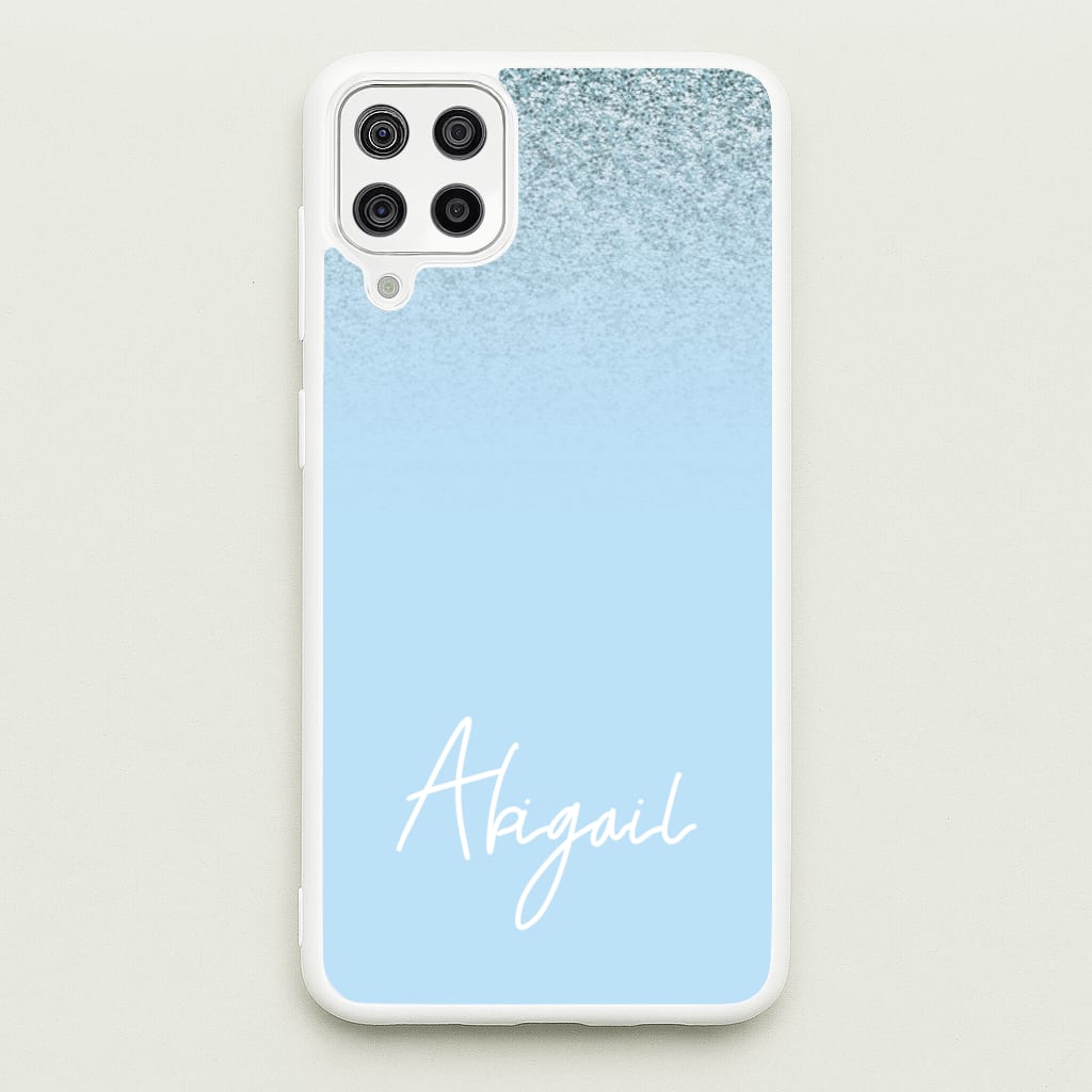 Blue Glitter Personalised Name - Personalised Phone Case for Galaxy A12