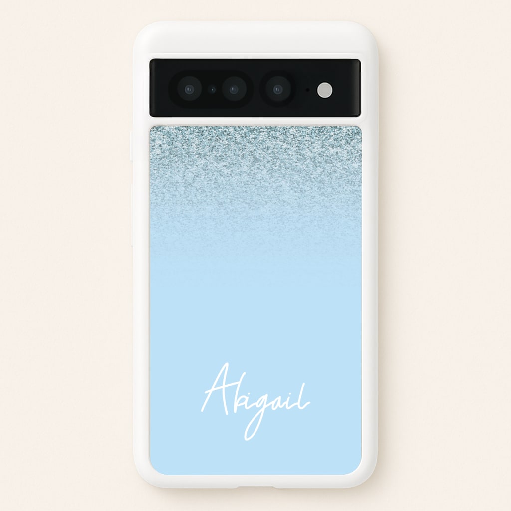 Blue Glitter Personalised Name - Personalised Phone Case for Google Pixel 7 Pro