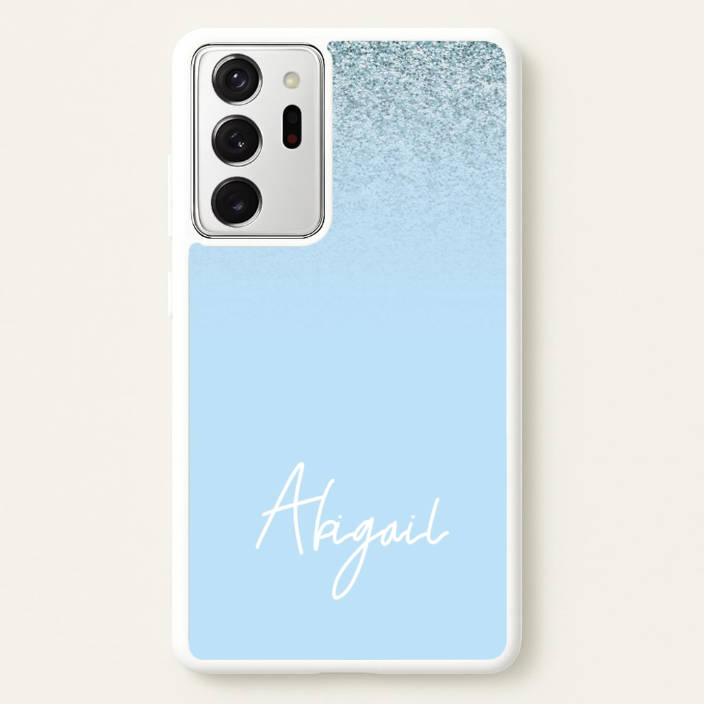 Blue Glitter Personalised Name - Personalised Phone Case for Galaxy Note 20 Ultra