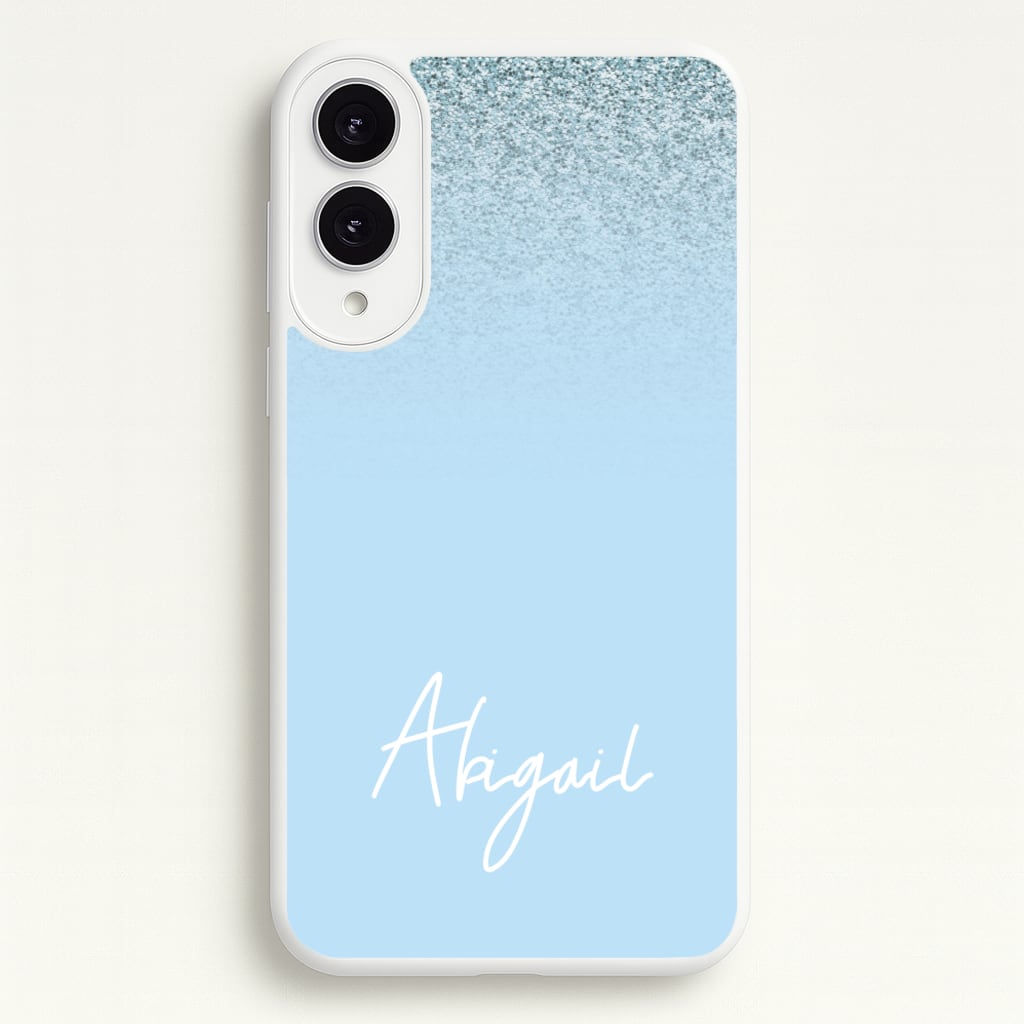 Blue Glitter Personalised Name - Personalised Phone Case for Galaxy S25 Edge