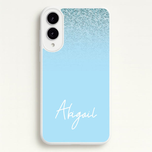 Blue Glitter Personalised Name - Personalised Phone Case for Galaxy S25 Edge