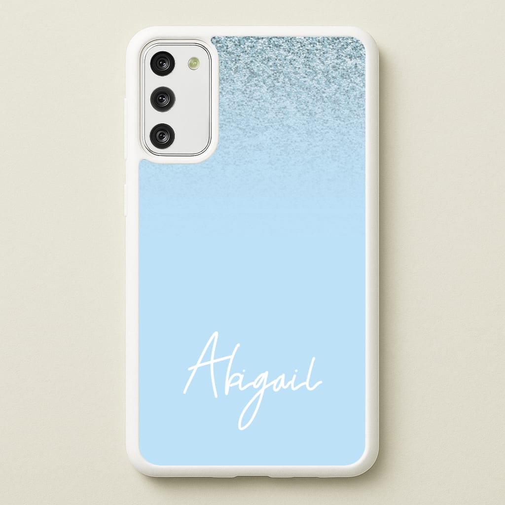 Blue Glitter Personalised Name - Personalised Phone Case for Galaxy S20