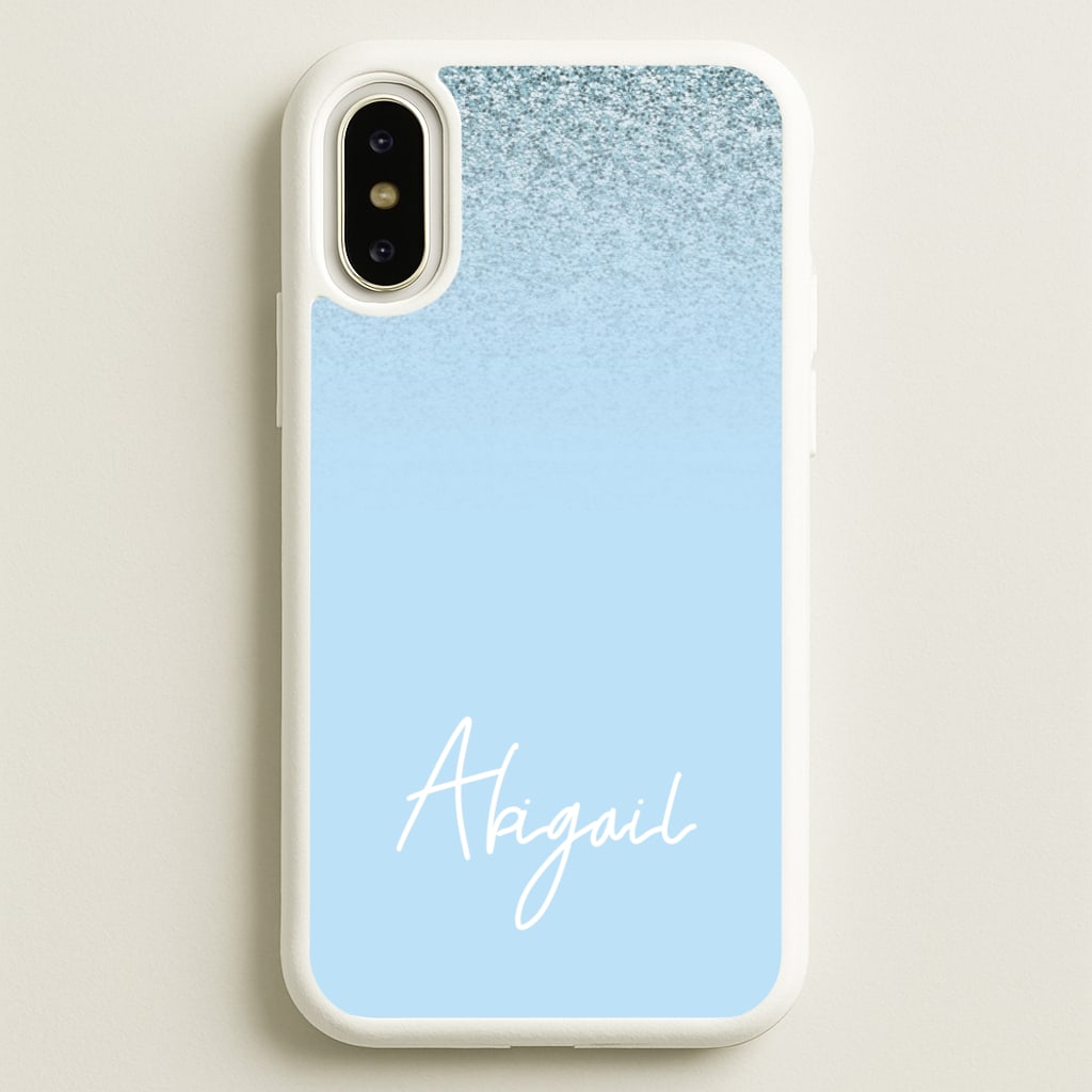 Blue Glitter Personalised Name - Personalised Phone Case for iPhone X / XS