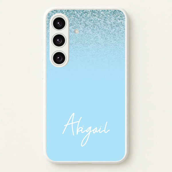 Blue Glitter Personalised Name - Personalised Phone Case for Galaxy S24 Plus