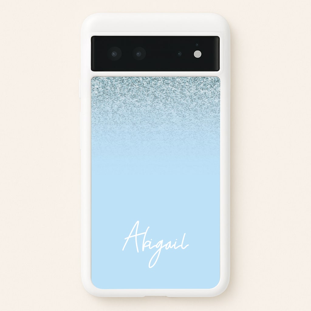 Blue Glitter Personalised Name - Personalised Phone Case for Google Pixel 6