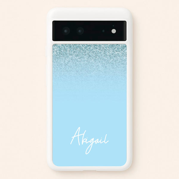 Blue Glitter Personalised Name - Personalised Phone Case for Google Pixel 6