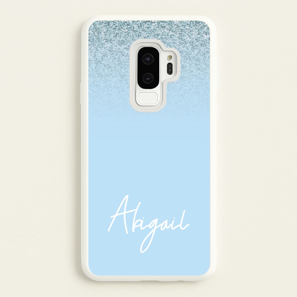 Blue Glitter Personalised Name - Personalised Phone Case for Galaxy S9 Plus