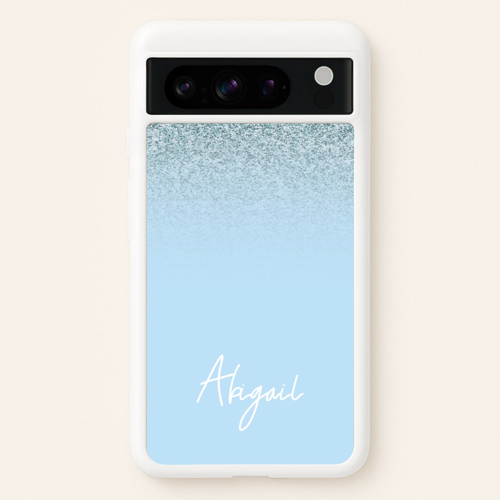 Blue Glitter Personalised Name - Personalised Phone Case for Google Pixel 8 Pro