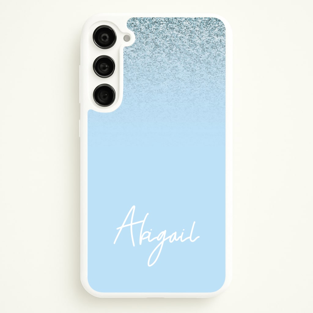 Blue Glitter Personalised Name - Personalised Phone Case for Galaxy S23