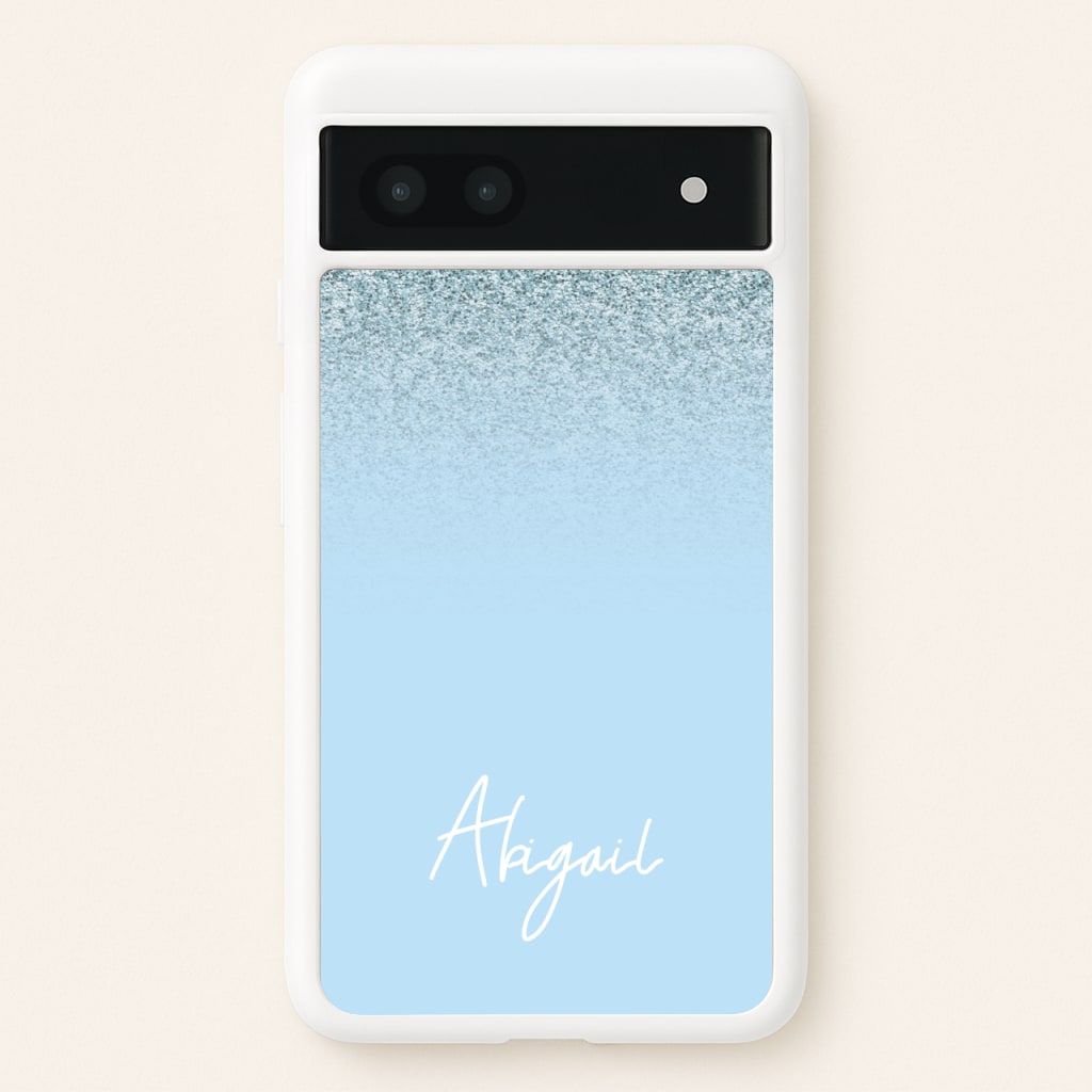 Blue Glitter Personalised Name - Personalised Phone Case for Google Pixel 7a