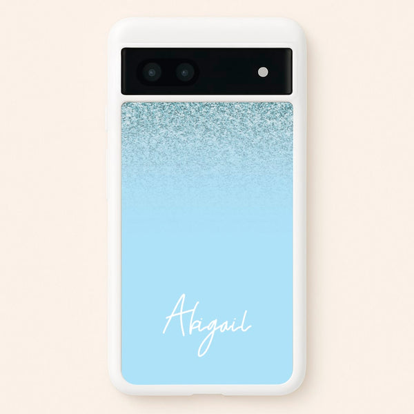 Blue Glitter Personalised Name - Personalised Phone Case for Google Pixel 7a
