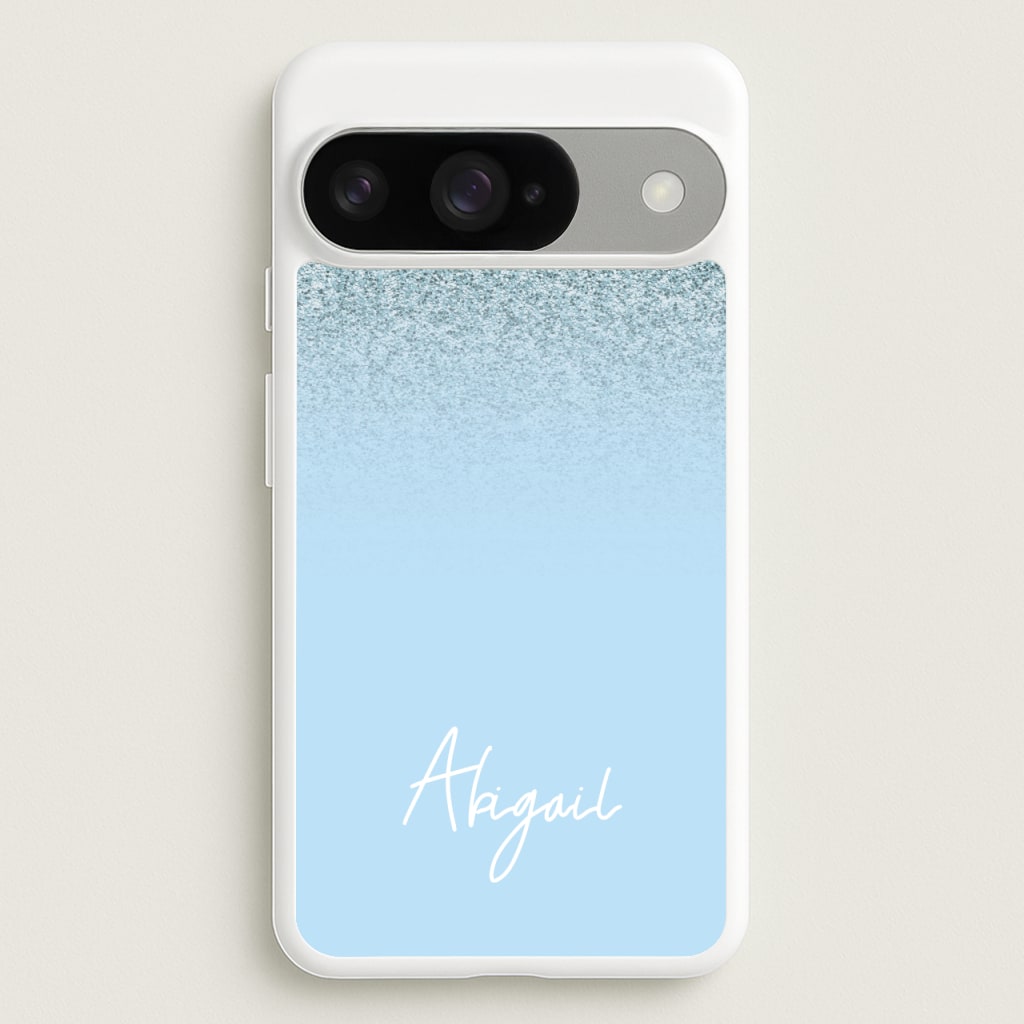 Blue Glitter Personalised Name Phone Case for Google Pixel 10 / 10 Pro