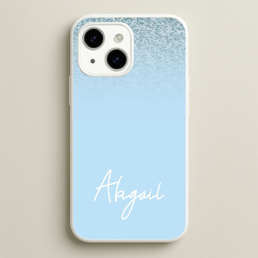 Blue Glitter Personalised Name - Personalised Phone Case for iPhone 15