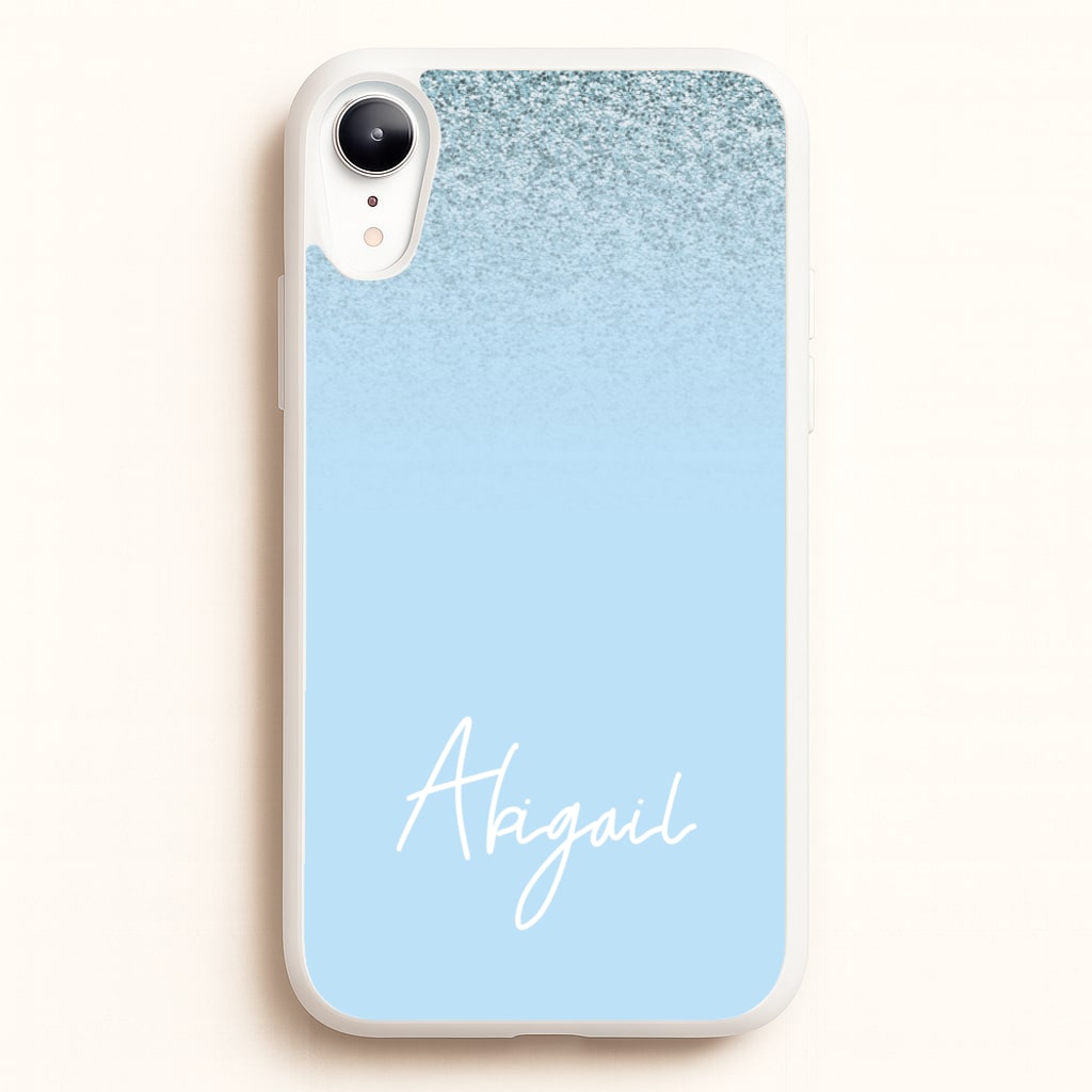 Blue Glitter Personalised Name - Personalised Phone Case for iPhone XR