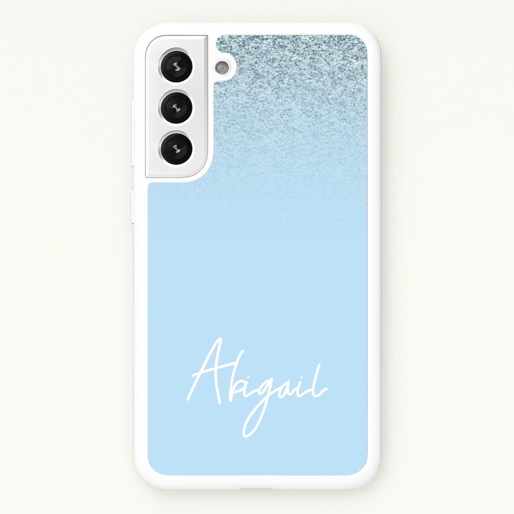 Blue Glitter Personalised Name - Personalised Phone Case for Galaxy S22