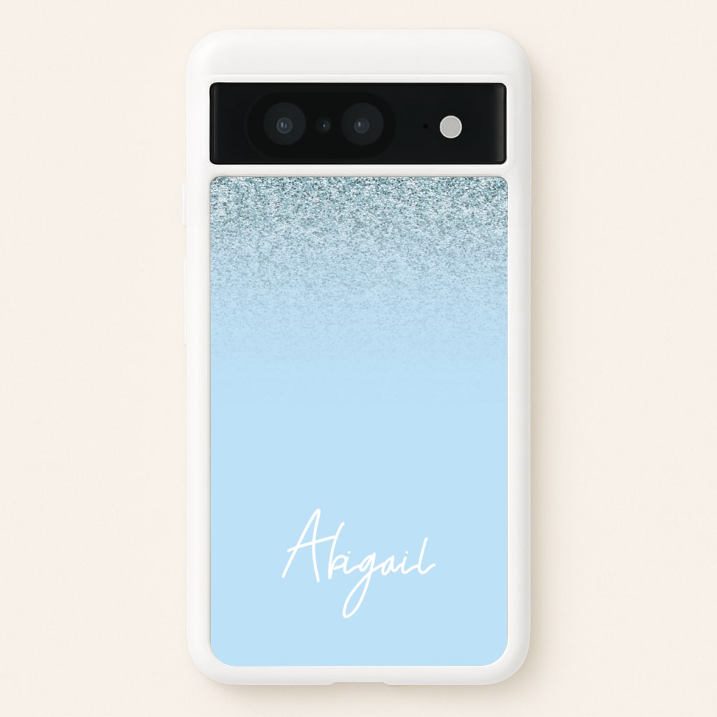 Blue Glitter Personalised Name - Personalised Phone Case for Google Pixel 8