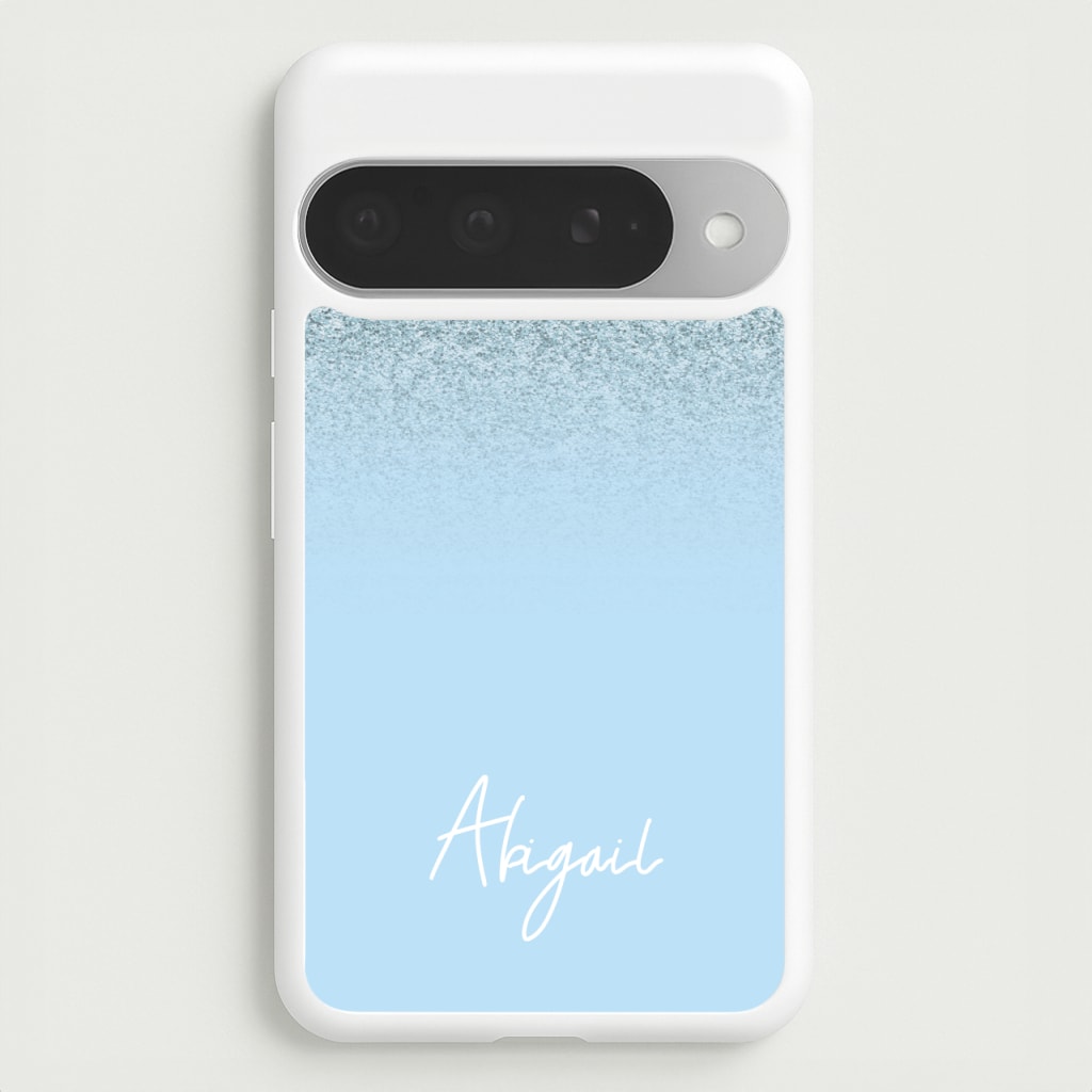 Blue Glitter Personalised Name Phone Case for Google Pixel 10 Pro XL