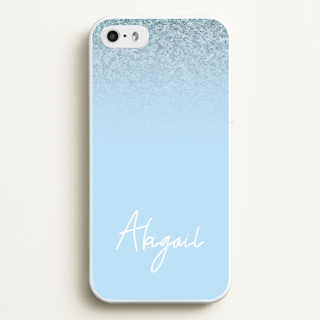 Blue Glitter Personalised Name - Personalised Phone Case for iPhone 5 / 5s / SE 2016