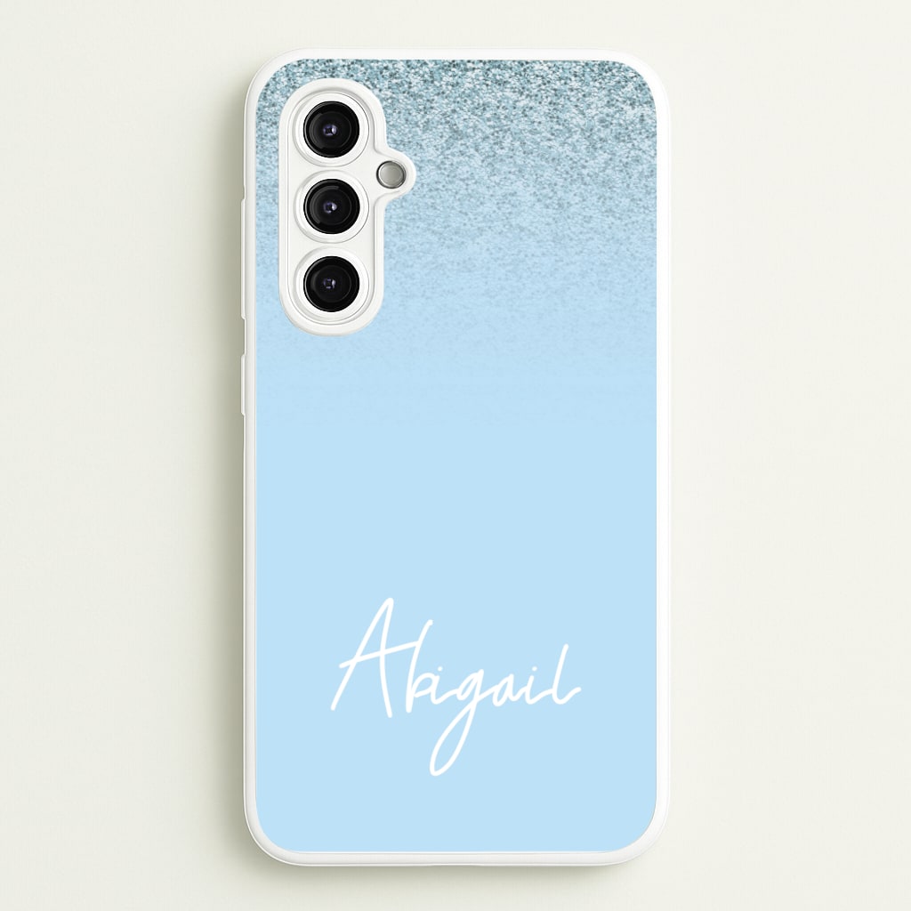 Blue Glitter Personalised Name - Personalised Phone Case for Galaxy A14