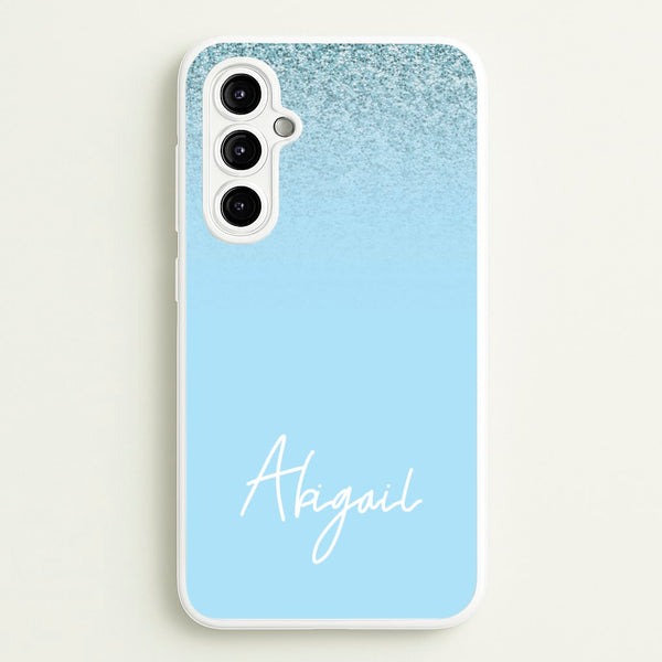 Blue Glitter Personalised Name - Personalised Phone Case for Galaxy A14