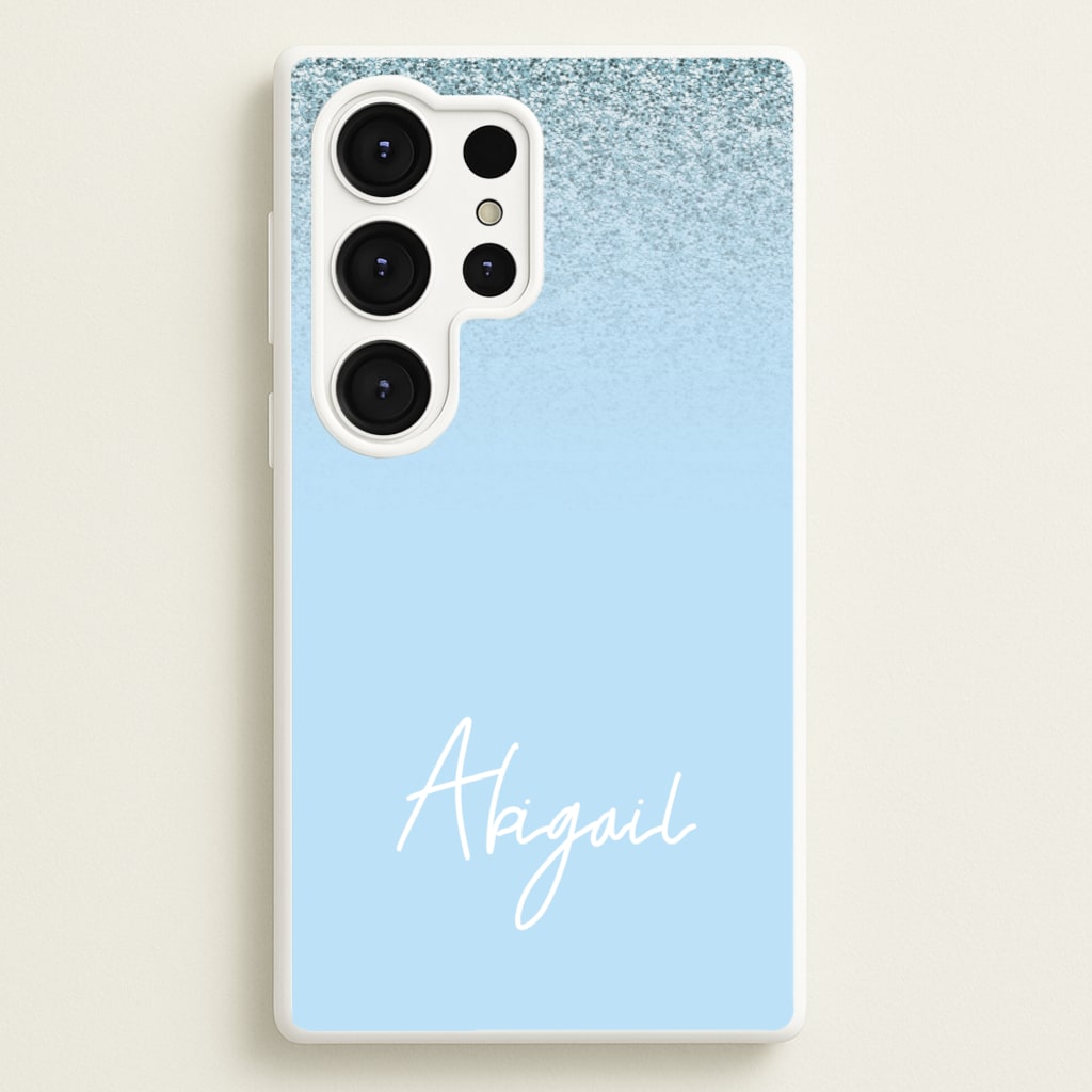 Blue Glitter Personalised Name - Personalised Phone Case for Galaxy S25 Ultra