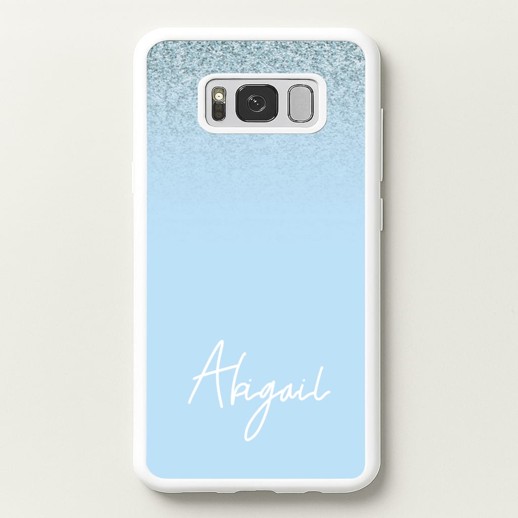 Blue Glitter Personalised Name - Personalised Phone Case for Galaxy S8 Plus