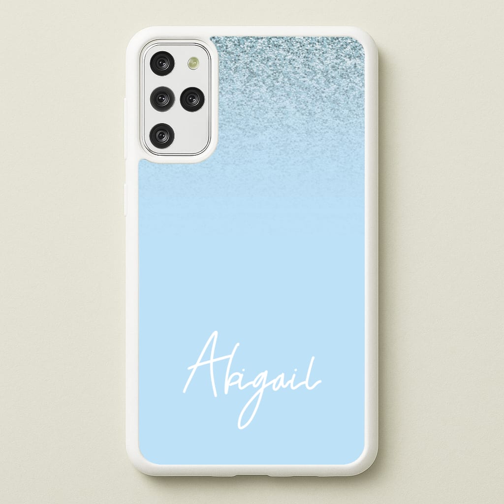 Blue Glitter Personalised Name - Personalised Phone Case for Galaxy S20 Plus