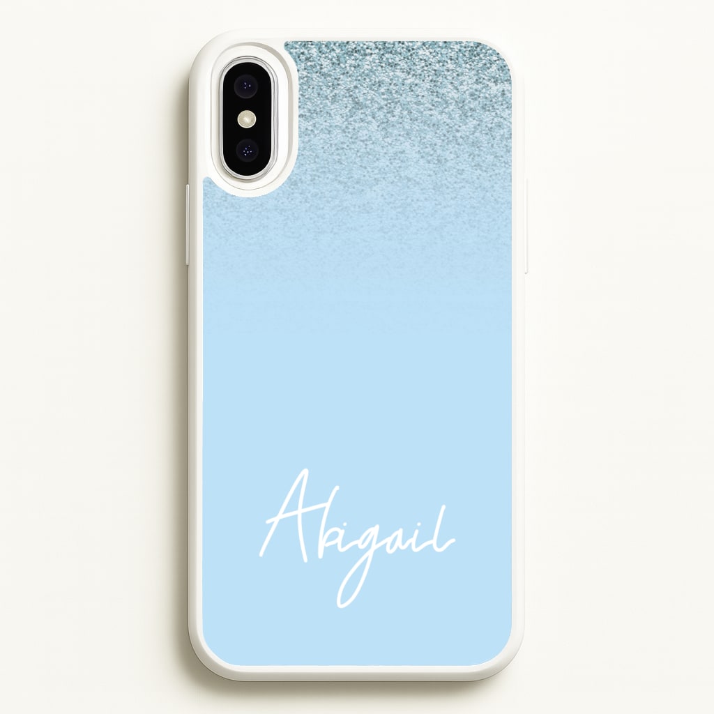 Blue Glitter Personalised Name - Personalised Phone Case for iPhone XS Max