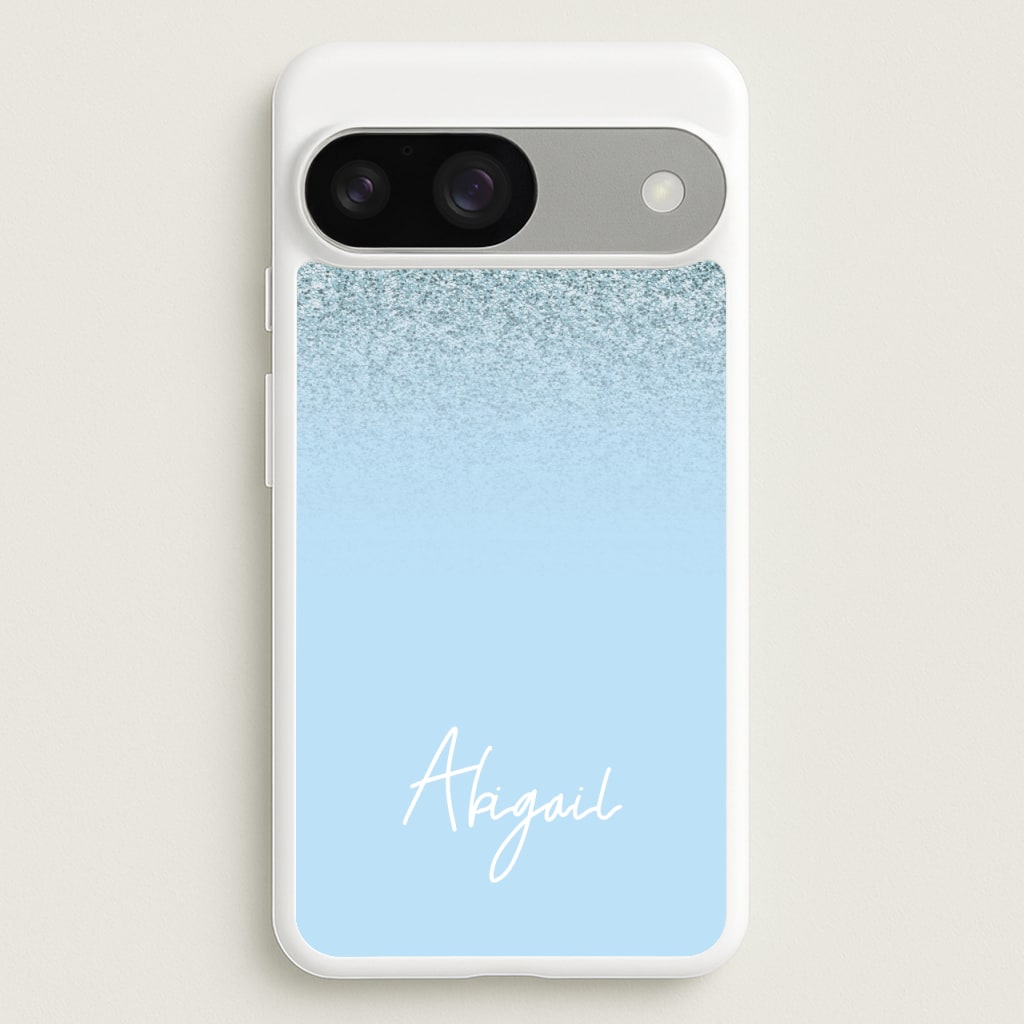 Blue Glitter Personalised Name - Personalised Phone Case for Google Pixel 9 / 9 Pro