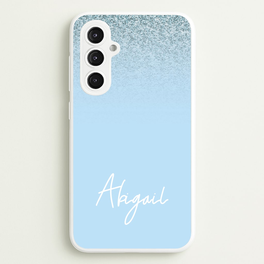 Blue Glitter Personalised Name - Personalised Phone Case for Galaxy S23FE