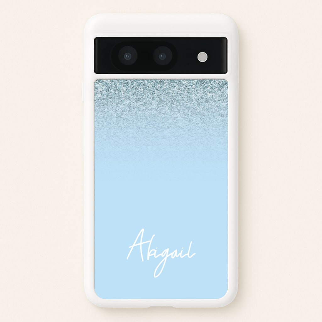 Blue Glitter Personalised Name - Personalised Phone Case for Google Pixel 8a