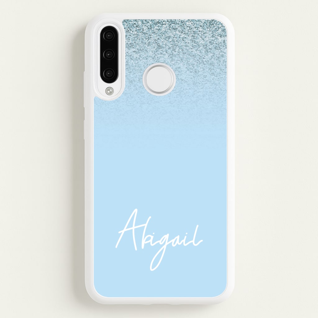 Blue Glitter Personalised Name - Personalised Phone Case for Huawei P30 Lite