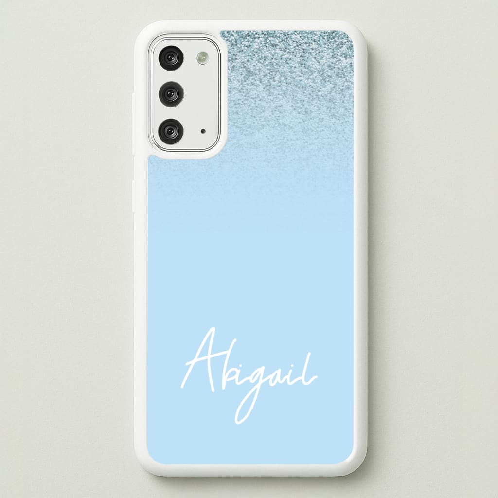Blue Glitter Personalised Name - Personalised Phone Case for Galaxy Note 20