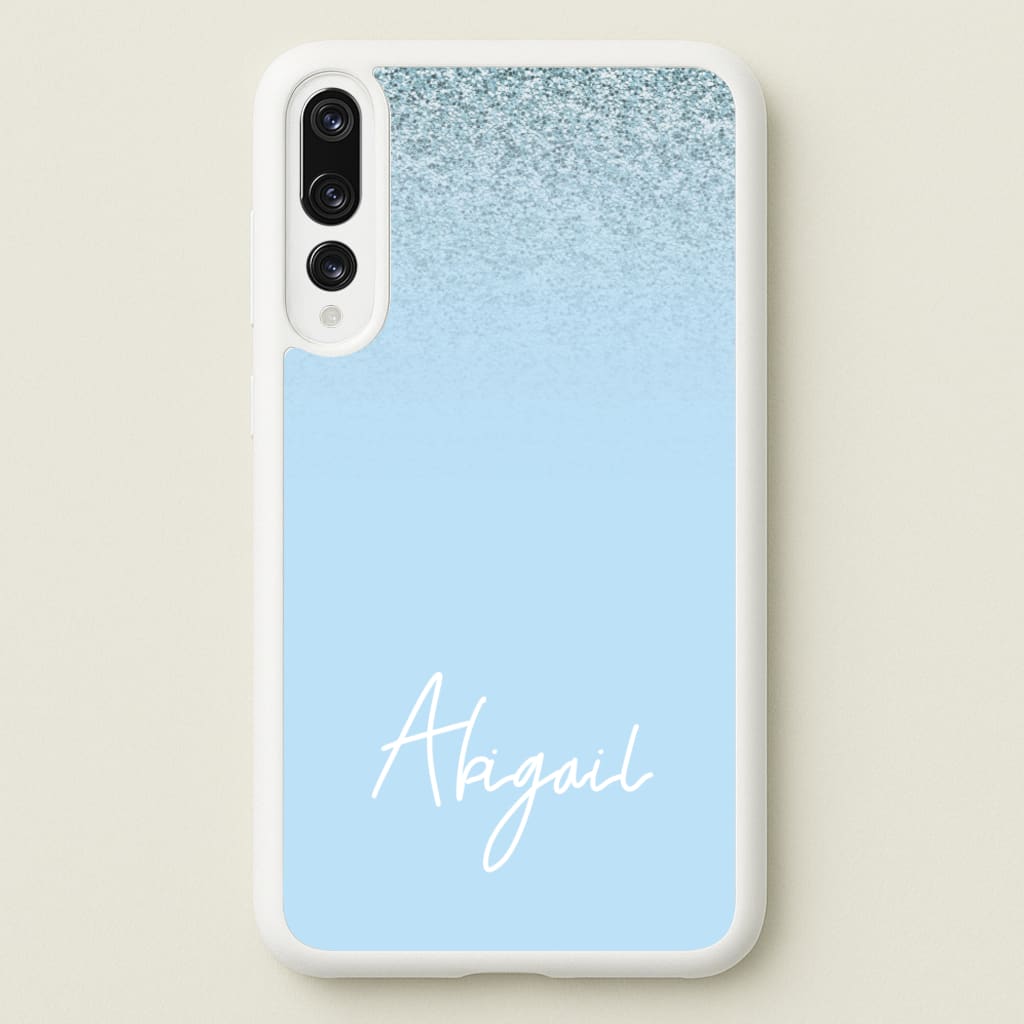 Blue Glitter Personalised Name - Personalised Phone Case for Huawei P20 Pro