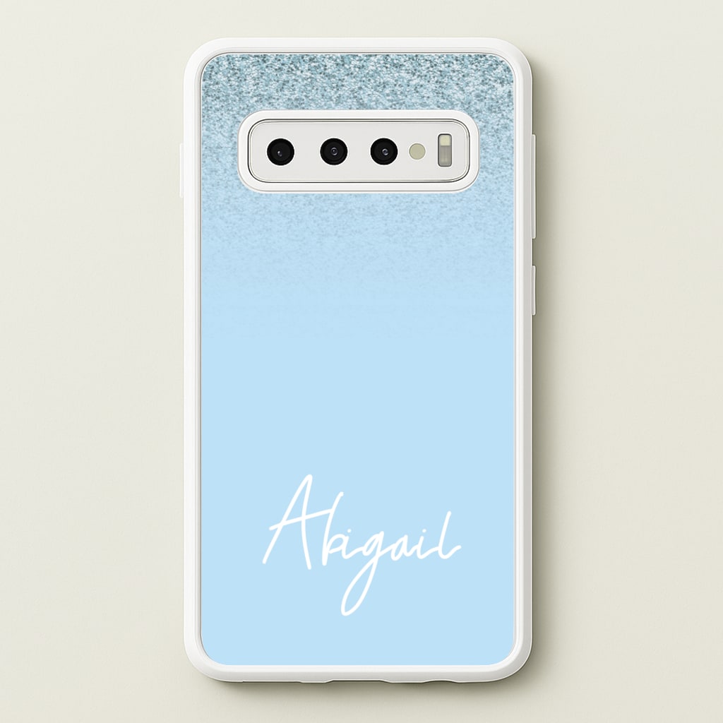 Blue Glitter Personalised Name - Personalised Phone Case for Galaxy S10