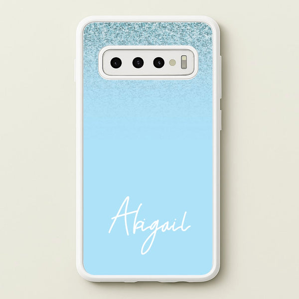 Blue Glitter Personalised Name - Personalised Phone Case for Galaxy S10