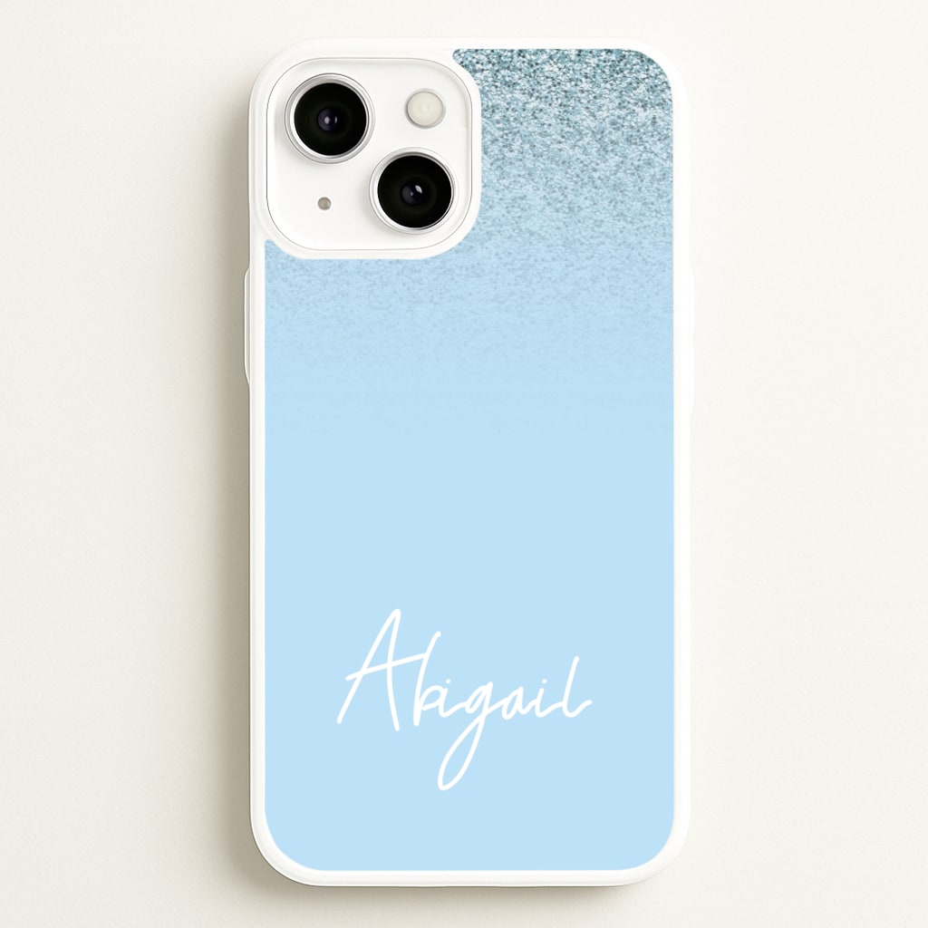 Blue Glitter Personalised Name - Personalised Phone Case for iPhone 13