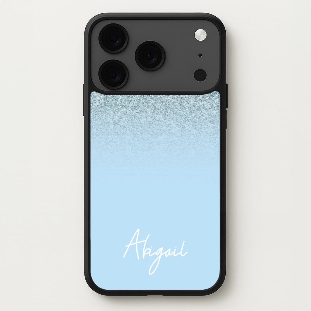 Blue Glitter Personalised Name Phone Case for iPhone 17 Pro Max