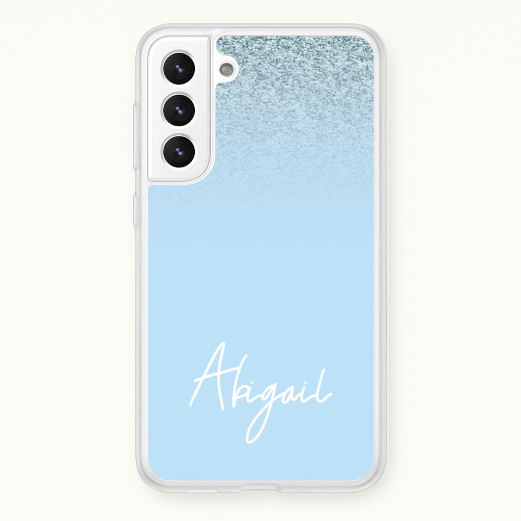 Blue Glitter Personalised Name - Personalised Phone Case for Galaxy S22 Plus