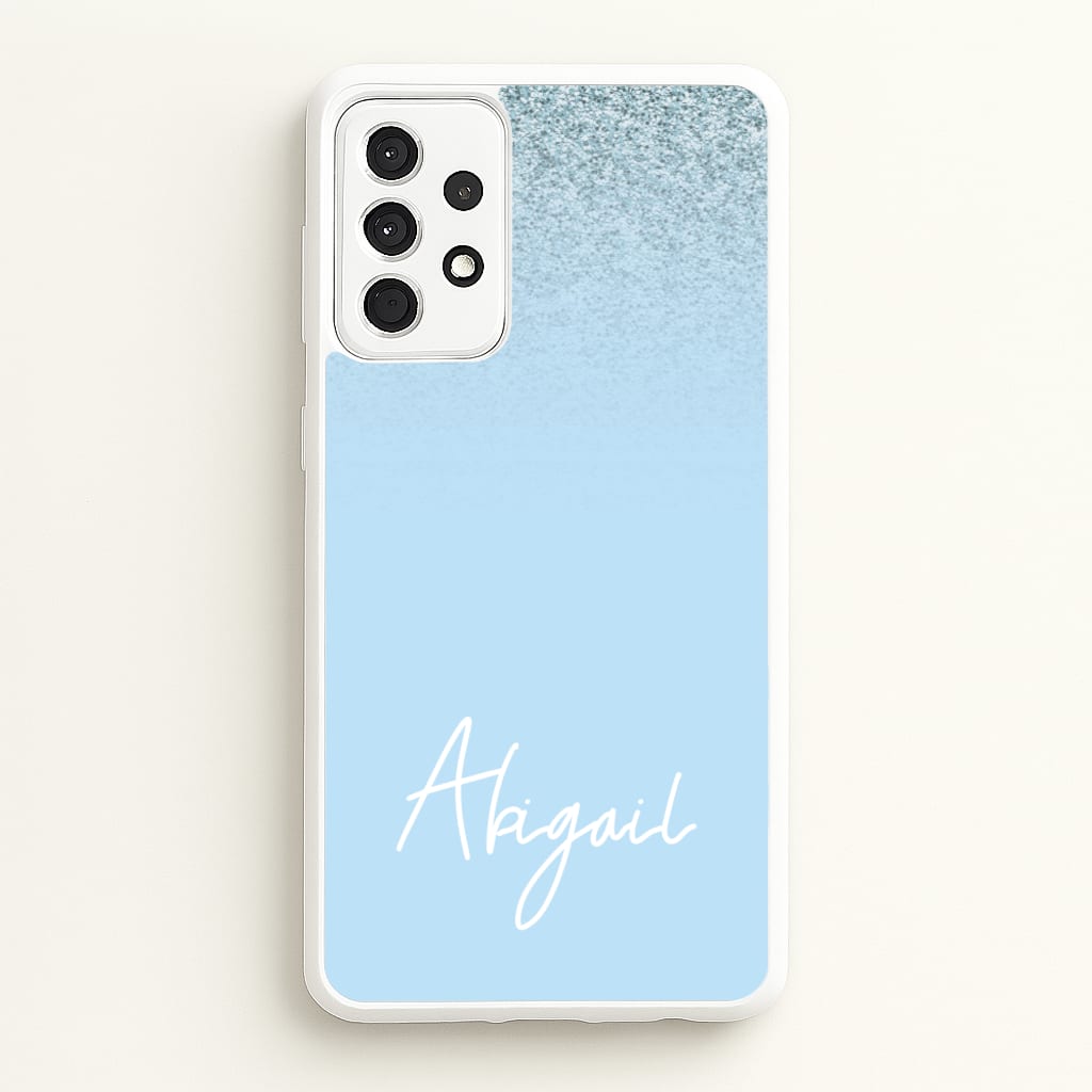 Blue Glitter Personalised Name - Personalised Phone Case for Galaxy A52 / A52s