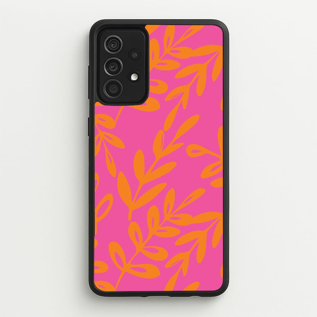 Pink & Orange Leaves - Foliage - Foliage Phone Case for Galaxy A52 / A52s