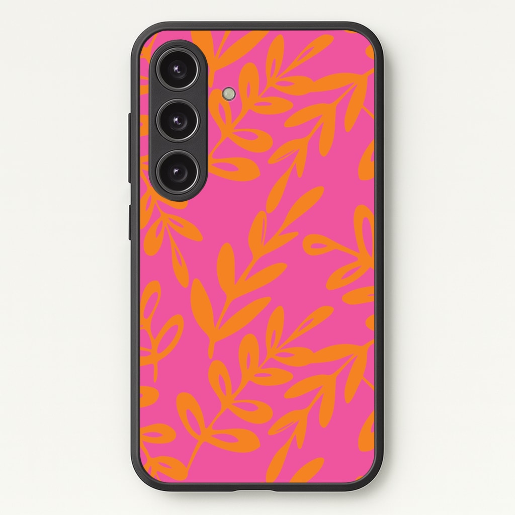 Pink & Orange Leaves - Foliage - Foliage Phone Case for Galaxy S25