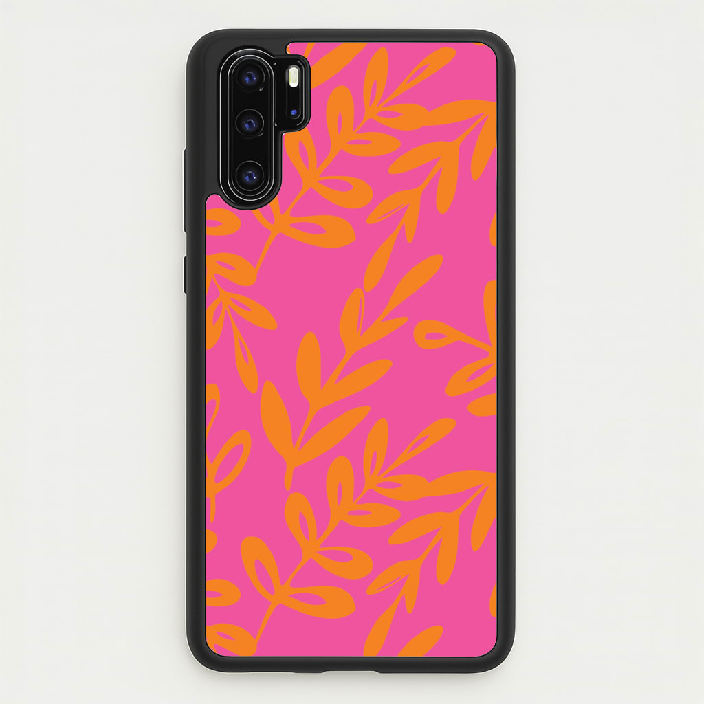 Pink & Orange Leaves - Foliage - Foliage Phone Case for Huawei P30 Pro
