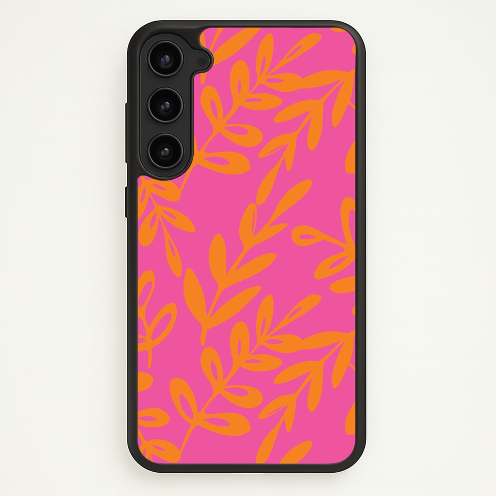 Pink & Orange Leaves - Foliage - Foliage Phone Case for Galaxy S23