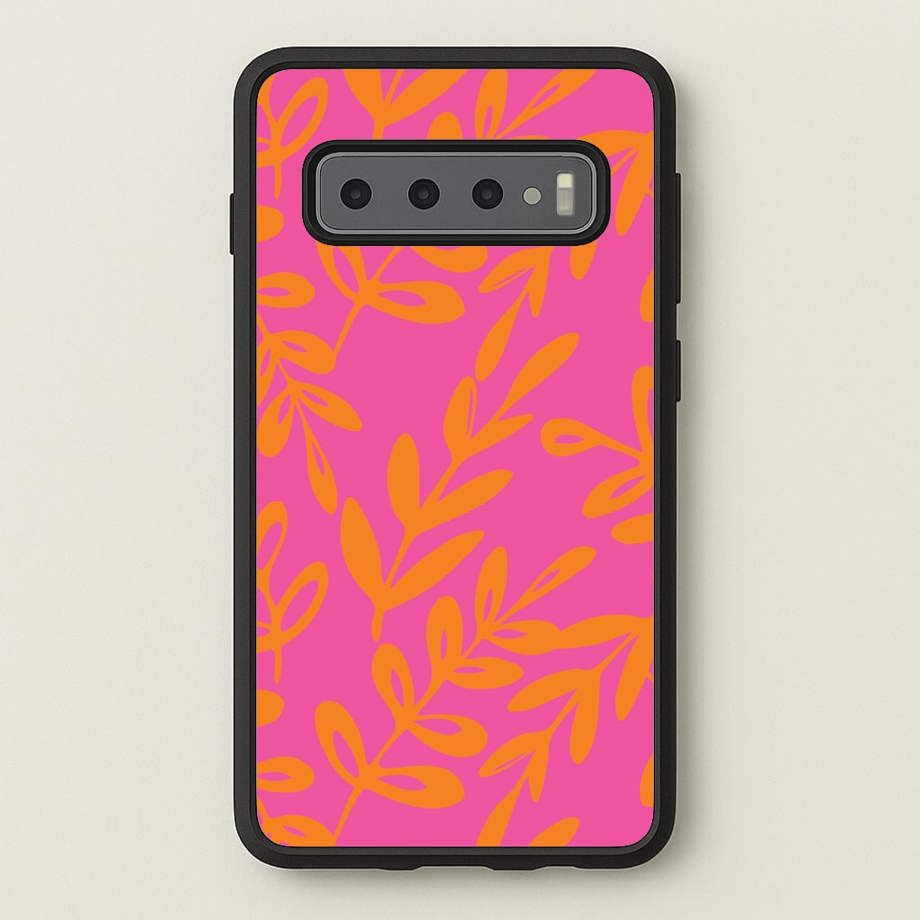 Pink & Orange Leaves - Foliage - Foliage Phone Case for Galaxy S10