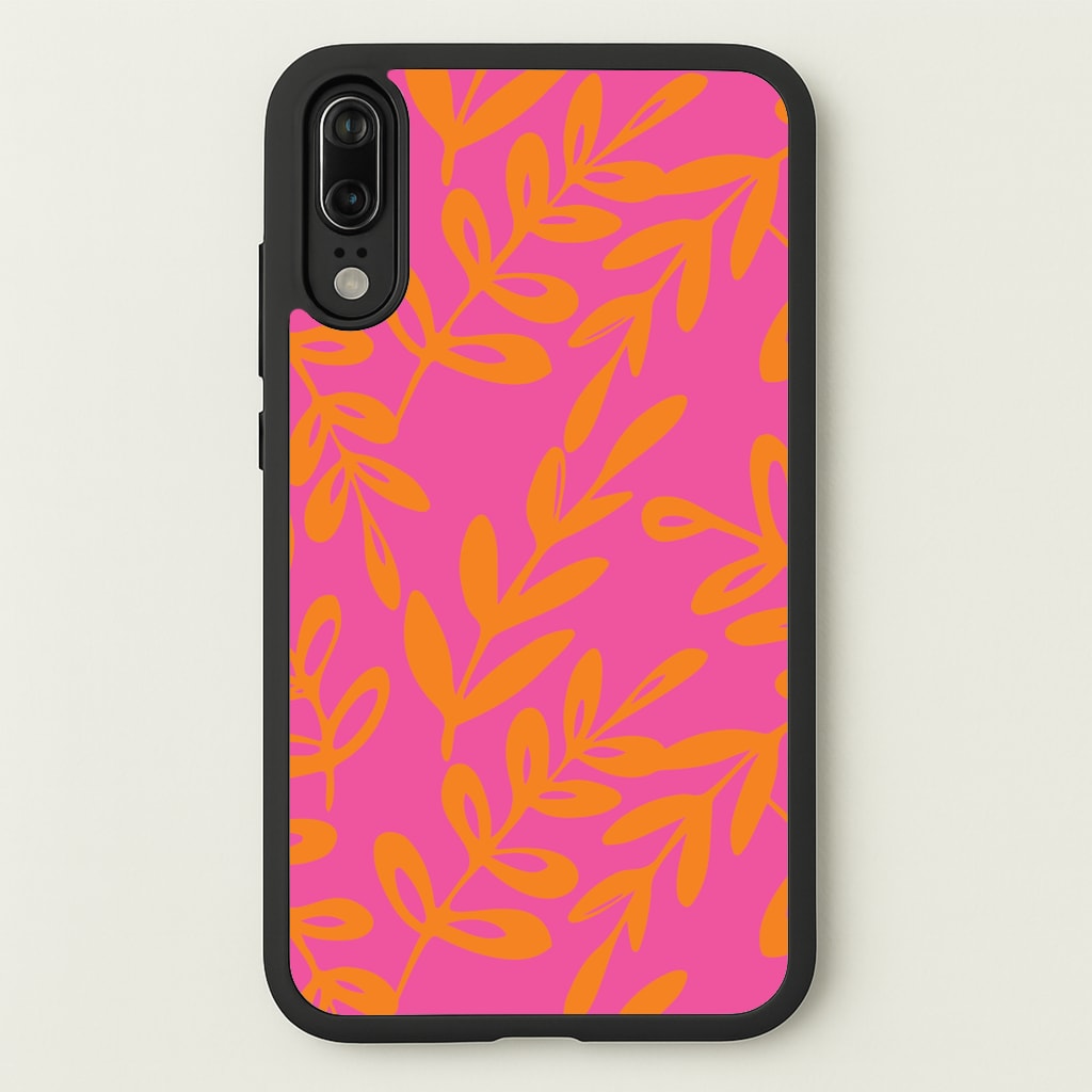 Pink & Orange Leaves - Foliage - Foliage Phone Case for Huawei P20