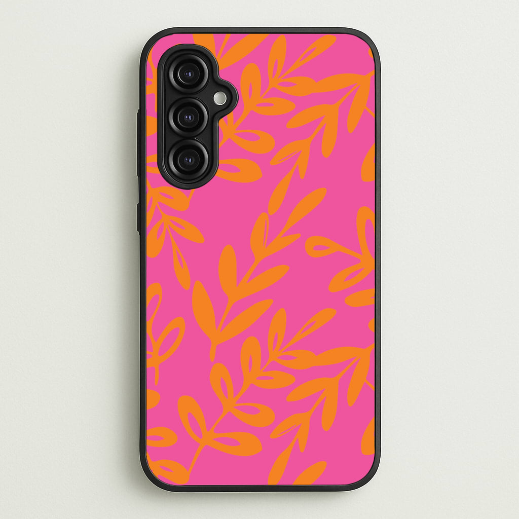 Pink & Orange Leaves - Foliage - Foliage Phone Case for Galaxy A14
