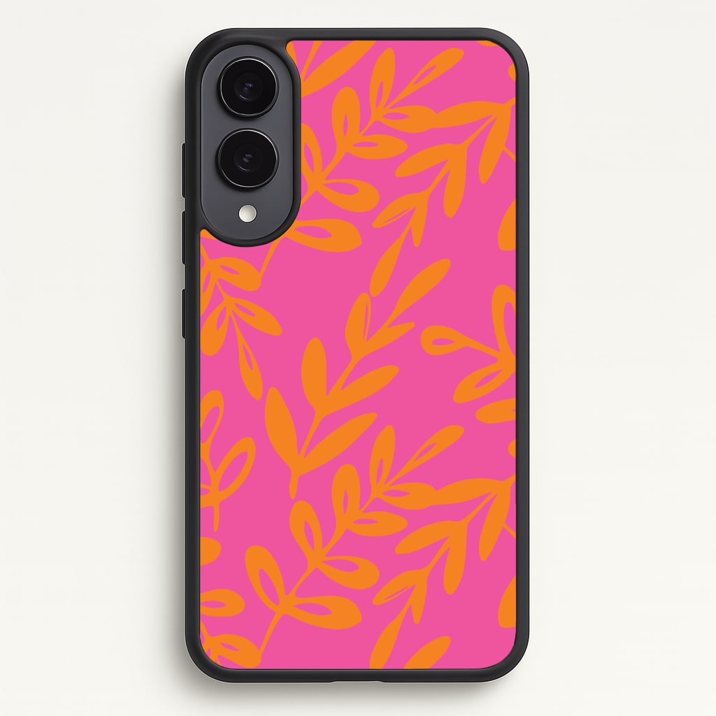 Pink & Orange Leaves - Foliage - Foliage Phone Case for Galaxy S25 Edge