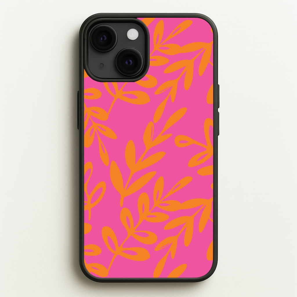 Pink & Orange Leaves - Foliage - Foliage Phone Case for iPhone 13